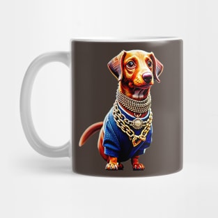 The Ultimate Display of Wealth: Billionaire Dachshund in Multiple Jewelry Necklaces Tee Mug